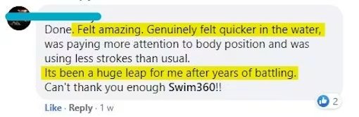 Swimmer testimonial
