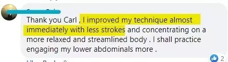 Swimmer testimonial