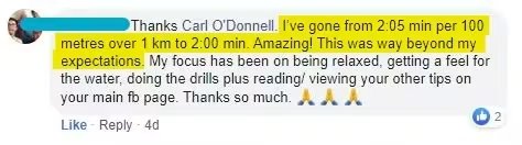Swimmer testimonial