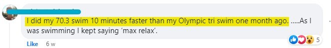 Swimmer testimonial - 70.3 swim 10 minutes faster
