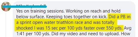 Swimmer testimonial - sprint tri PB